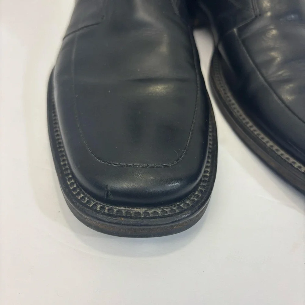 Vtg Kenneth Cole Collection Ankle Boots Mens 8.5 Black Leather Zip Italy Square